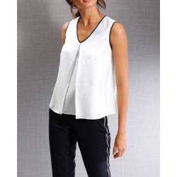 Elegancka jedwabna bluzka Création L Premium, biała
